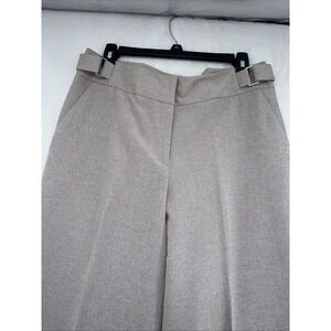 Rafaella Womens Wide Leg Dress Pants Taupe Heathered Buckle Waist Size 10